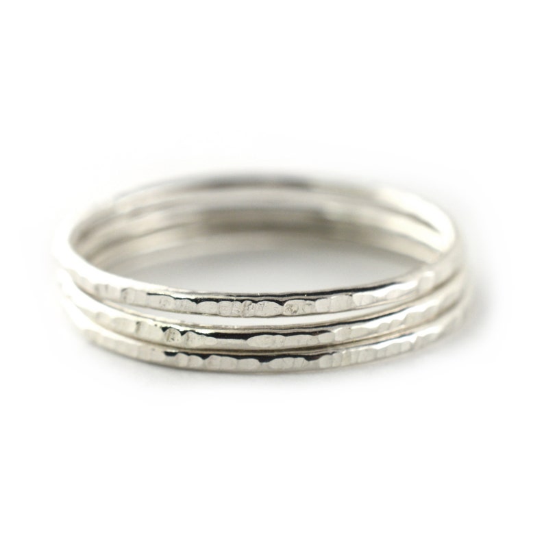 Skinny Stacking Rings, Tree Bark Stackable Midi Ring, SINGLE RING HSRBARK image 2