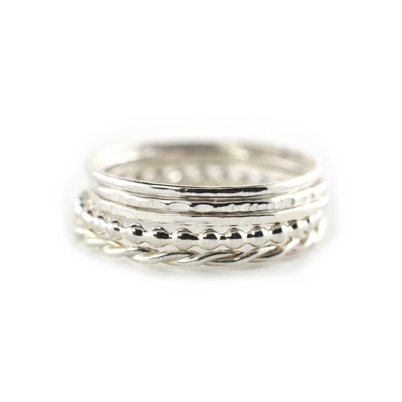 SILVER CAVIAR BEADED MINI VERSA STACKING RING visual data 5