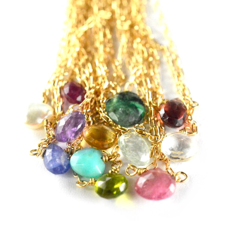 Delicate Gemstone Necklace, Petite Raw Gemstone Necklace, Tiny Birthstone Jewelry, Layering Necklace NSGP5 image 2