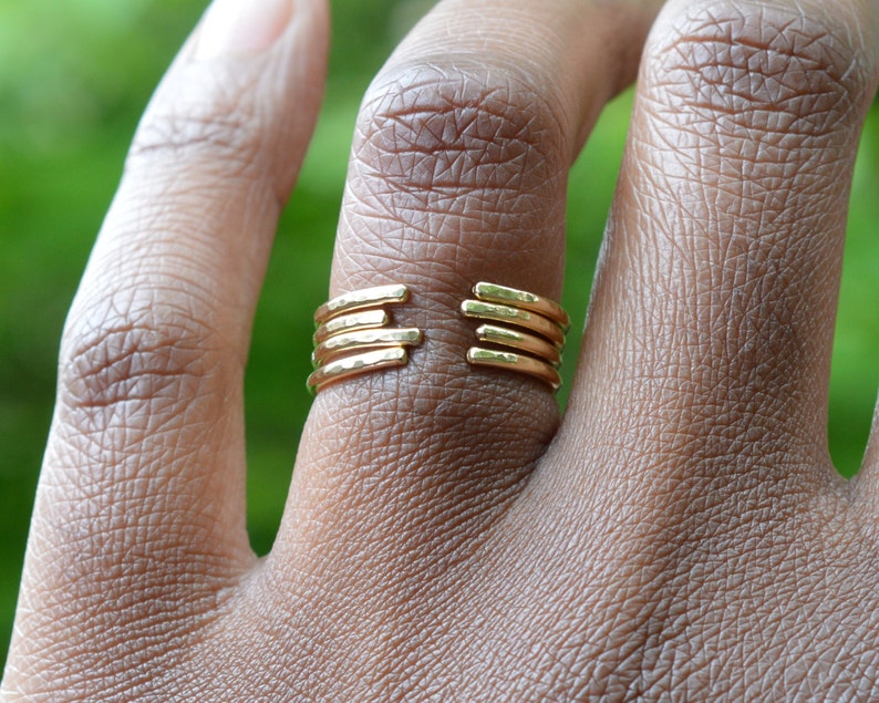 Gold Cuff Ring, Open Band Midi Ring, Stackable Rings, SINGLE RING HSRCUFF image 4