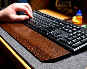 Wenge Mechanical Keyboard Wrist Rest | Custom Engraving | Exotic Hardwood Handcrafted Support Office, Gaming | Texas