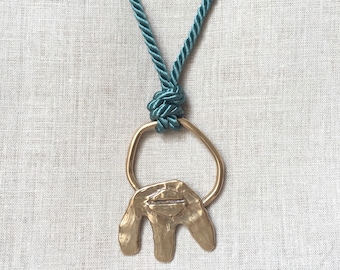 gold statement necklace, fiber necklace, long necklace, bronze necklace, pendant necklace
