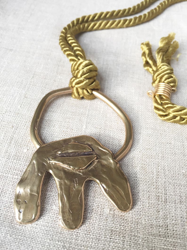 gold statement necklace, fiber necklace, long necklace, bronze necklace, pendant necklace image 5