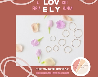 GIFT, custom nose hoop, thin nose ring, thin nose hoop, rose gold nose ring, gold nose hoop, thin nose ring hoop, 26g nose hoop