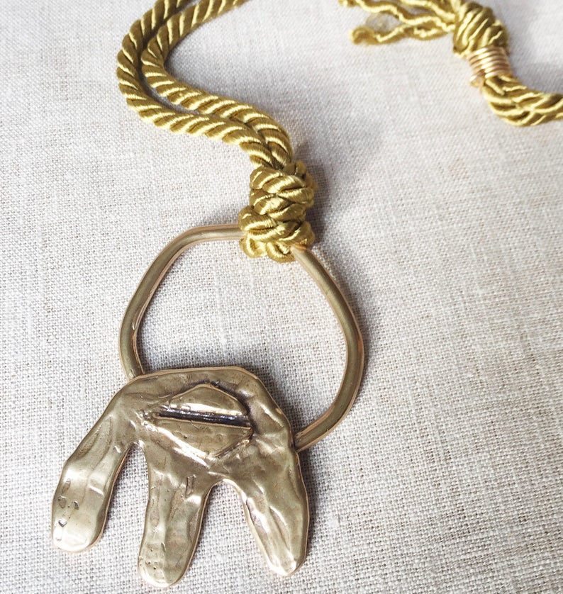 gold statement necklace, fiber necklace, long necklace, bronze necklace, pendant necklace image 7