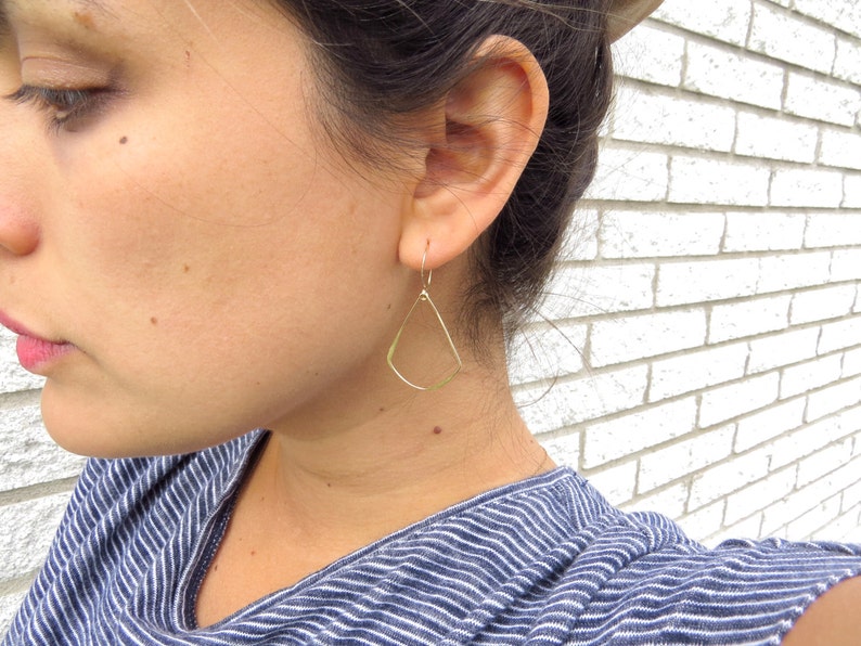 GOLD Hoop Earrings, Thin Gold Hoop, Geometric Earring, Simple Gold Hoop ...