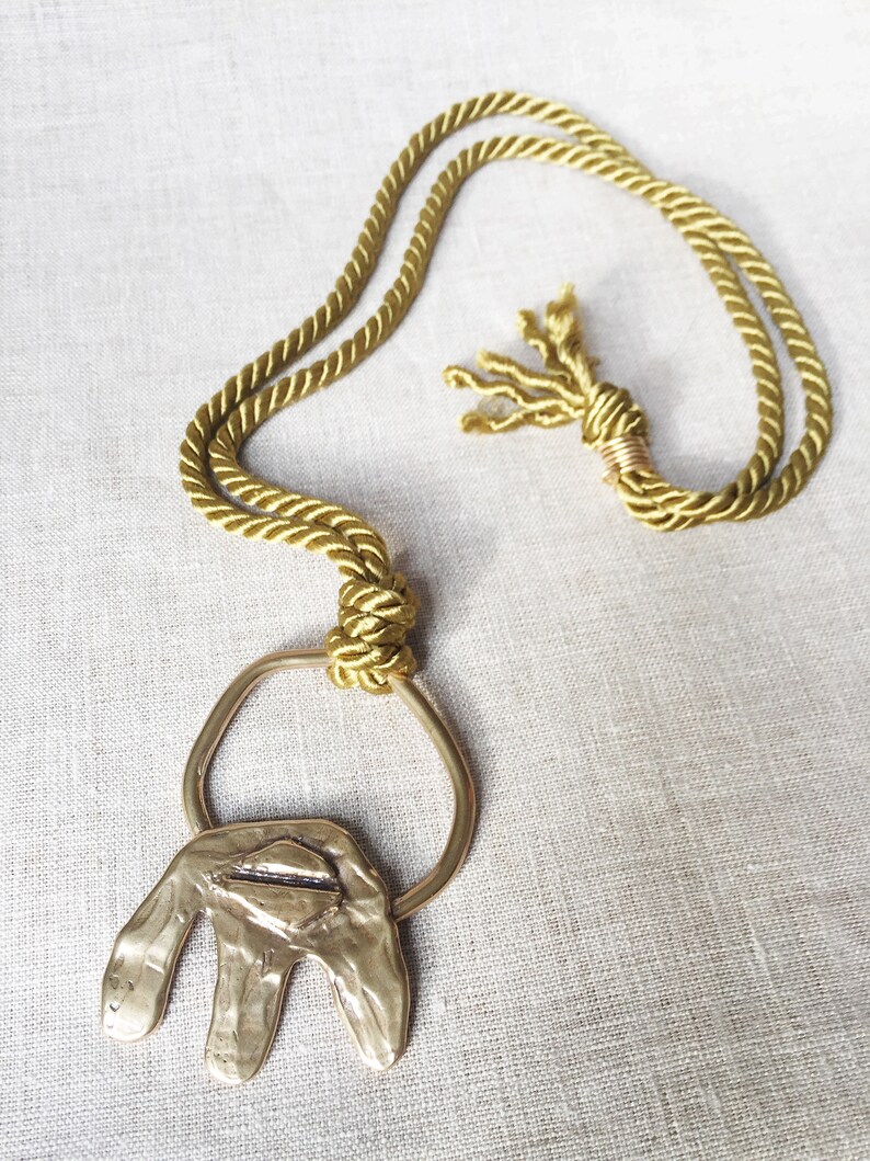 gold statement necklace, fiber necklace, long necklace, bronze necklace, pendant necklace image 6