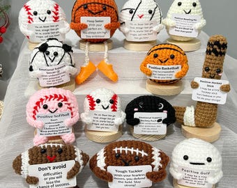 Crochet Sports Ball Series-Basketball,Football,Softball,Volleyball,Baseball,Rugby,Golf,Sport Desk Decor,Fans&Players Gift,Gifts For Team