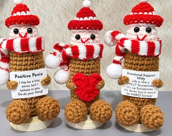 Funny Crochet Penis, Positive Penis, Emotional Support Willy, Humor Adult Gift, Gag Gift for Boyfriend/Husband, Anniversary gift