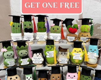 Handmade Crochet Graduation Doll,Vegetable,Cactus Succulent,Emotional Support,Class of 2026 Graduation Decor,Fun Graduation Gift for Her/Him