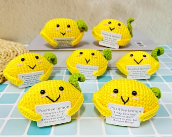 Bulk Handmade Crochet Lemon,Positive Lemon,Crochet Fruit,Amigurumi Fruit,Graduation Gifts,Encourage Gift,Gifts For Team/Friend