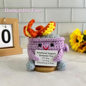 "It's Fine I'm Fine" Dumpster Fire Plush - Funny Stress Relief Gift For Coworkers, Office Desk Decor