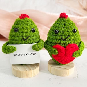 Handmade Crochet Olive,Emotional Support Gift,Desk/Home Décor,Personalized Gift,Gift For Her,Olive You!Crochet Ornament, Mother's Day gift
