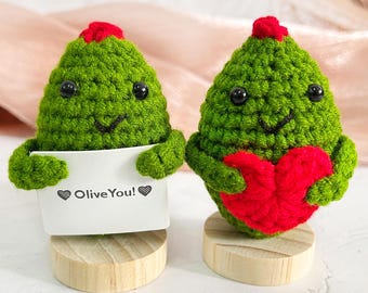 Handmade Crochet Olive,Emotional Support Gift,Desk/Home Décor,Personalized Gift,Gift For Her,Olive You!Crochet Ornament, Mother's Day gift
