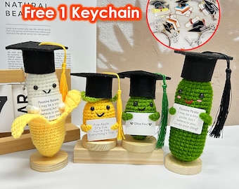 Handmade Graduation Crochet Vegetables,Banana,Pickle,Olive,Pineapple,Emotional Support Crochet, Positive Pickle,Graduation Pickle Keepsake