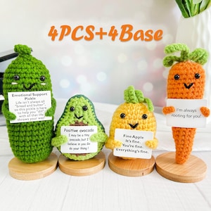 Funny Crochet Pickle/Avocado/Pineapple/Carrot,Emotional Support Gift,Positive Avocado,Positive Vegetable,Pineapple Amigurumi,Crochet Pickle