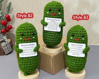 Handmade Crochet Pickle,Positive Pickle,Emotional Support Pickle,Big Fan Pickle,Emotional Support Desk Buddy,Gift For Her/Coworker/Friend