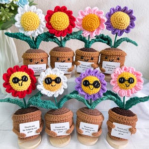 Handmade Crochet Dasiy,Positive Daisy Crochet,Emotional Support Plants,Thank you Gift,Crochet Flower,Gifts For Mom/Teacher/Team