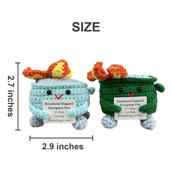 Uncinetto colorato supporto emotivo cassonetto in fiamme, uncinetto amigurumi, bidone della spazzatura in fiamme, divertente decorazione unica per la scrivania, regalo personalizzato - Italia