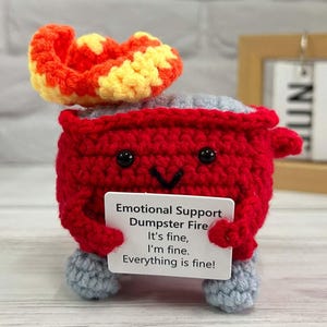 Handmade Crochet Dumpster Fire, Burning Trash Can, Emotional Support gift, Eco Friendly Gift ,Stress Relief Gift, Funny Unique Desk Décor