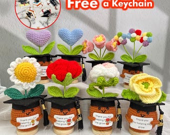 Graduation Crochet Flowers,Free a Graduation Keychain,Class of 2026,Graduation Keepsake,Thank You Teacher Gifts,Graduation Gift For Her