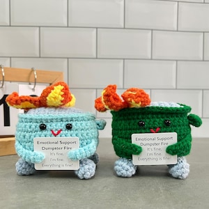 Handmade Crochet Dumpster Fire,Eco Friendly Gift,Cheer up Gift,Stress Relief Gifts,Office desk decoration,Gift For Friend/Family/Coworker