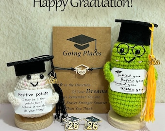 Graduation Crochet Pickle and Potato Set,2026 Graduation Gift with Bracelet & Pins,Class of 2026 Graduation,Personalized Graduation Keepsake