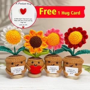 Handmade Crochet Sunflower/Daisy Plants,Pocket Hug,Emotional Support Plant,Crochet Flower,Graduation Gift,Thank You Gifts For Mom/Teacher