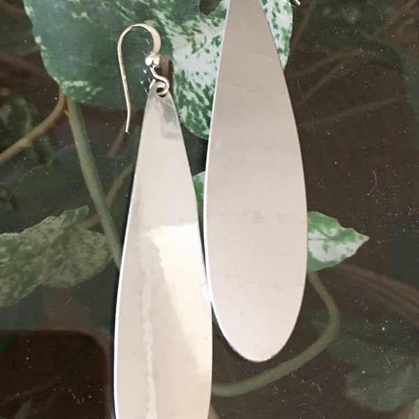 Long Silver Dangly Aluminum Earrings