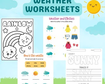 52-Page Weather Worksheets | Fun Activities for All Ages | Tracing, Drawing, Coloring, & More | Digital Download