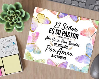 Mousepad Spanish Butterfly, Mousepad de Computadora Salmo 23, Mousepad de Mariposa, Mousepad en español, Mousepad Cristiano