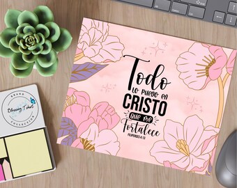 Mousepad Spanish Bible Verse, Filipenses 4:13, Mousepad para Computadora, Mousepad Cristiano, Mousepad Versiculo Biblico