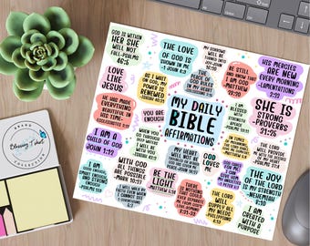 My daily affirmation Mousepad, Bible Verses, Religious Mousepad, Computer Mousepad, Beautifull mousepad gift for her .