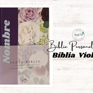 Spanish Purple Bible, Biblia Personalizada  Reina Valera con su Nombre y Versiculo Biblico, Biblia de Flores, Biblia personalizada