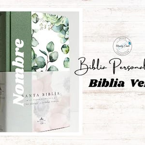 Spanish Bible, Biblia Personalizada Verde Reina Valera con su Nombe y Versiculo Biblico, Biblia de flores, Biblia Personalizada en Español