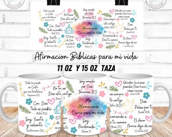 Spanish Mug Msi Affirmaciones Biblicas Diarias , Taza Cristiana  Sublimada de 11oz y 15oz, Religious Mug, Regalo Cristiano
