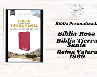 Biblia Personalizada con su Nombre, Biblia Reina Valera, Biblia color rosa y diseño de flores, Regalo Cristiano,