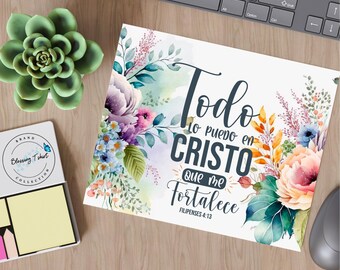 Spanish Mousepad, Religious Mousepad, Bible Verse, Alfombrilla de computadora en español, Verso biblico, Filipenses 4:13