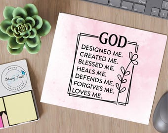 Religious Mousepad God Design me, Create Me, Computer Mousepad, Pink Mousepad, Mousepad gift for someone especial.