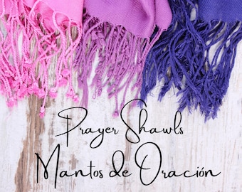 Prayer Shawls Spanish, Manto de Oracion de Presentacion, Manto Blanco con dorado, Manto de Oracion