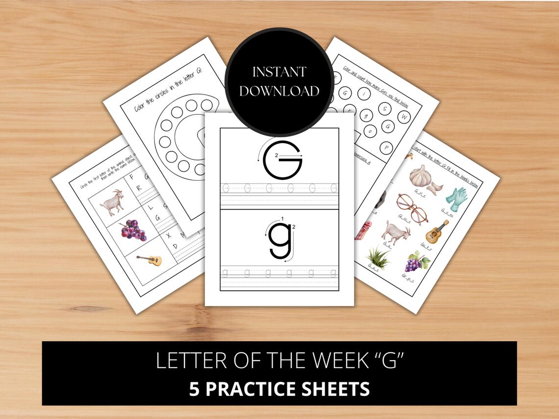 Letter G Tracing Worksheets: Homeschool Printable (PDF) - Etsy