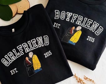 Custom Photo Portrait Embroidered Sweatshirt, Personalized Picture Embroidered T-Shirt, Couple Hoodie, Anniversary Gift, Valentines Day Gift