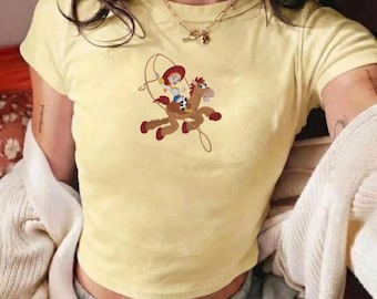 Camiseta de bebé bordada de Disney Toy Story Jessie y Bullseye, camiseta sin mangas de vaquera de Disney Pixar Toy Story, estilo western country, camiseta de viaje para niñas de Disney