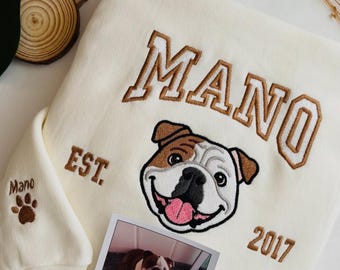 ペット刺繍スウェットシャツ、刺繍犬パーカー、カスタム犬の顔刺繍