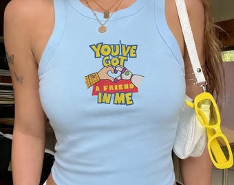 Camiseta sin mangas bordada de Toy Story "Tienes un amigo en mí", camiseta de bebé de Disney Pixar Toy Story, camiseta sin mangas de Woody y Buzz Lightyear, viaje a Disneyland