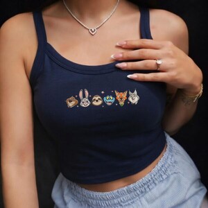Embroidered Disney Zootopia Tank Top, Zootropolis Judy Hopps Nick Gary Spaghetti Strap Tank, Disney Summer Top, Disneyland Family Trip Tee image 4