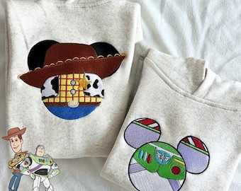 Sudadera bordada de Toy Story de Disney, Woody y Buzz Lightyear con orejas de Mickey, camiseta de Disney Friends, camiseta a juego de la familia Disney