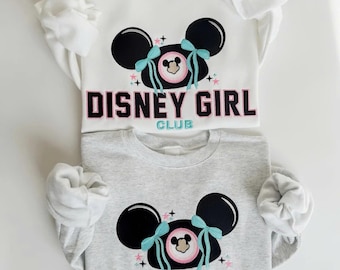 Sudadera bordada de Disney Girl Club y Disney Mom Club, camiseta familiar Disney a juego, sudadera con capucha Disney Mom, camiseta familiar para Disneyland