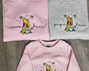 Sudadera bordada personalizada de Mamá Oso, Papá Oso y Bebé Oso, camiseta familiar a juego de Disney, conjunto para mamá, papá y bebé, regalo para el Día de la Madre