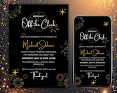Retirement Invitation Black and Gold | Luxury Animated E-vite | Editable Canva Template